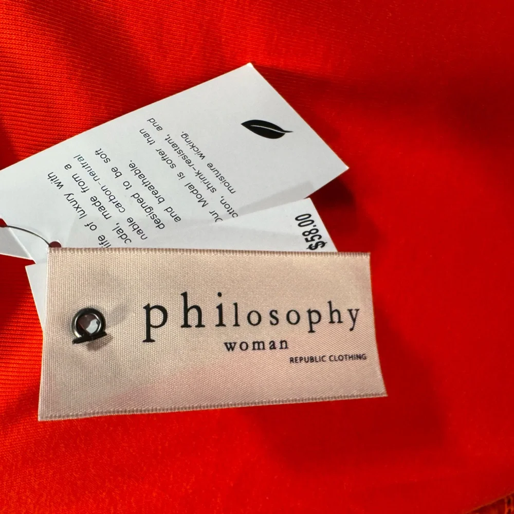 PHILOSOPHY Vibrant Eyelet Sleeve Crew Neck Blouse Poppy Orange NWT 3X - Picture 14 of 17